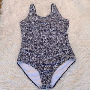 EXLURA one piece Swimsuit leopard print Crisscross back lined removable pad